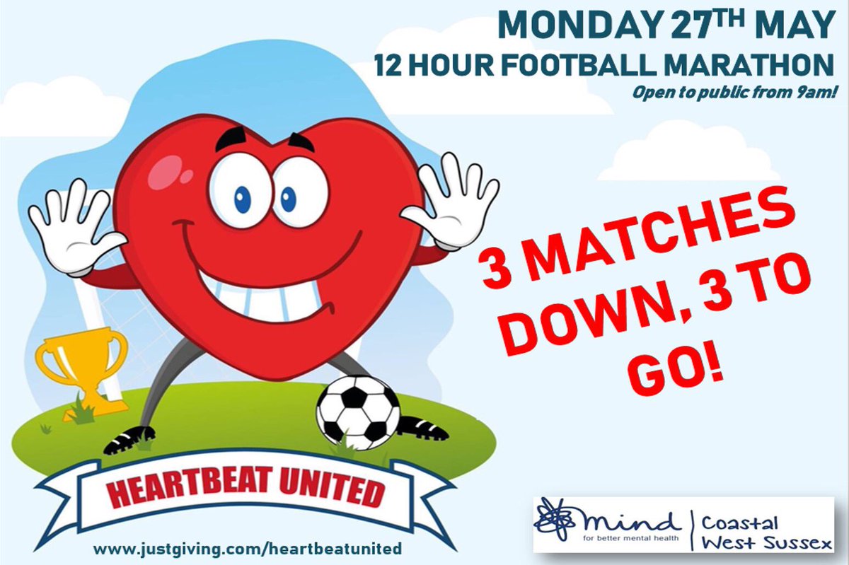 ⚽️| RESULT:

Heartbeat (UNKNOWN) v (UNKNOWN) Village

We’re only 3 games in and no one knows what the scores are 👀 But what we do know is there continues to be money raised for a great cause!  

3 to go... 

justgiving.com/fundraising/he…

❤️⚽️

#TOGETHER