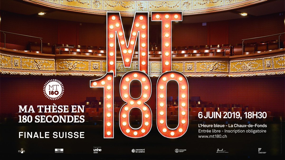 Il reste des places pour la #finale #suisse 2019 de Ma thèse en 180 secondes <a href="/MT180ch/">MT180 Suisse</a> 
N’hésitez pas et réservez votre place: mt180.ch/reservation/
6 juin 2019, 18h30, La Chaux-de-Fonds
