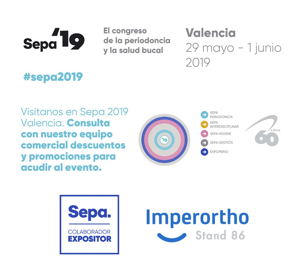Esta semana estaremos presentes en el Congreso de la Salud Bucal y la Periodoncia organizado por la SEPA que este año tendrá lugar en Valencia. Os esperamos en el Stand 86!!. sepa2019.es/registro/ #sepa2019