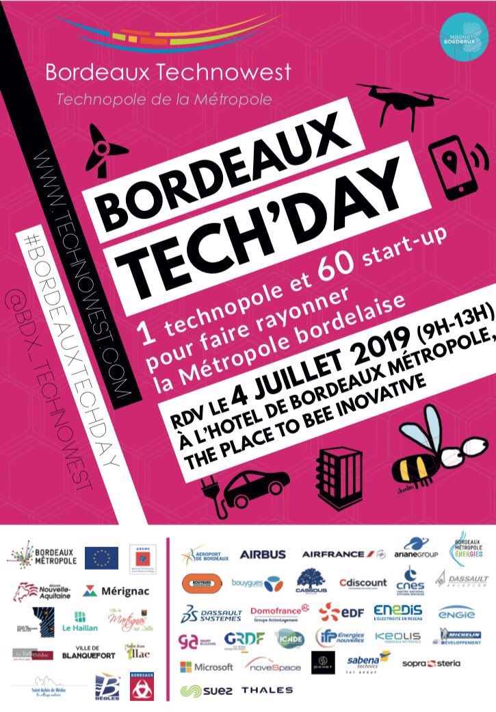 💬 Au programme de l’édition 2019 du #BordeauxTechday...des nouveautés!

💡Une zone 100% expérimentale
🔍Un Techtour pour rencontrer les #startups qui VOUS intéressent
🎤 Un grand témoin
🤝Un corner ‘grands groupes’  

📌 Reservez votre billet sur : eventbrite.fr/e/billets-bord…
