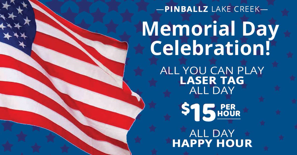 Come on down to Pinballz Lake Creek today for all you can play Laser Tag for $15 an hour, and happy hour specials all day long!