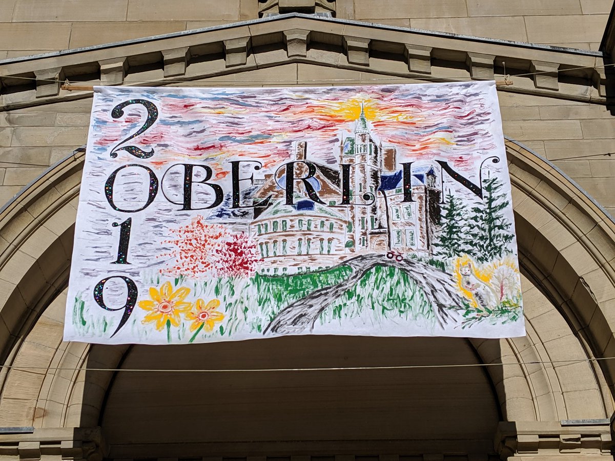DanielleObies's tweet photo. Congratulations to the Oberlin Class of 2019! What a beautiful morning for your Commencement. The class banner, hanging on Finney Chapel this morning, was designed by Josephine Stockwell '19. @oberlinalumni @oberlincollege #ObieCRW https://t.co/lpID5wbQQN