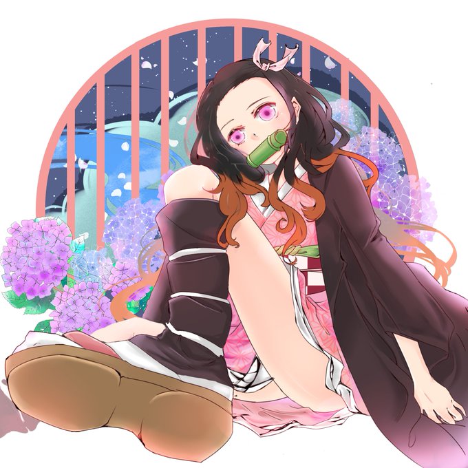 見彌燁(MI2ye)さんがTwitterに投稿した竈門禰豆子(鬼滅の刃)のイラスト。