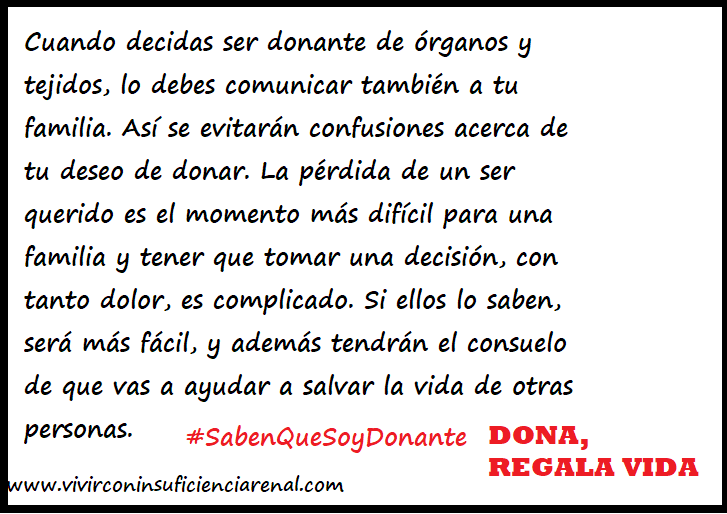 alcersalamanca's tweet photo. 🗣️ Evita #confusiones. Habla con tu #familia, si has decidido hacerte #Donante de #Órganos 💞. #kidneylove https://t.co/BFL2emhed0