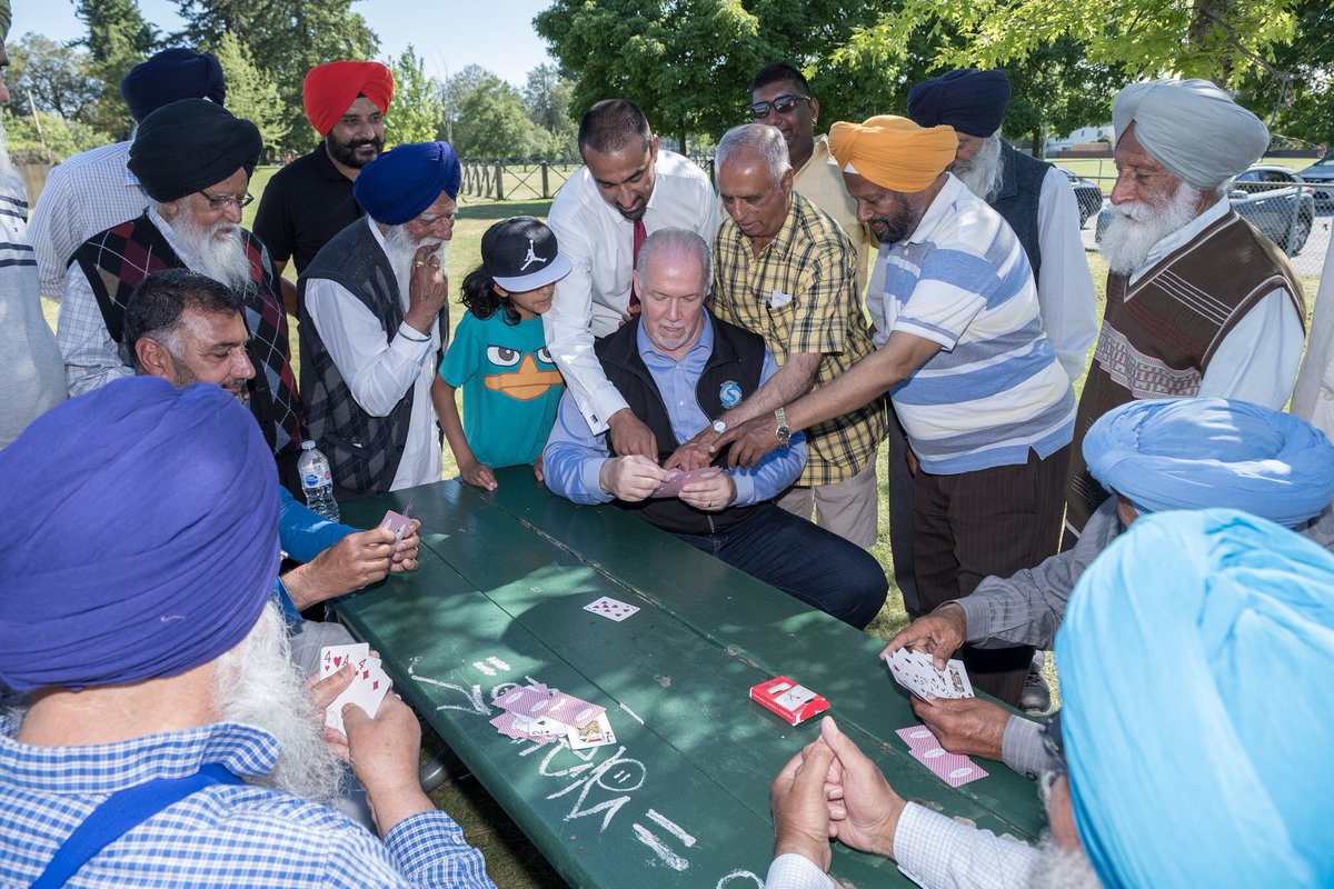 My favourite moment from the Premier <a href="/jjhorgan/">John Horgan</a> visiting #NorthDelta last week was when he stopped to visit the seniors playing cards. 

Seniors were shocked to see the Premier of BC sitting with them. They mentioned its something they never would see in India. #manofthepeople