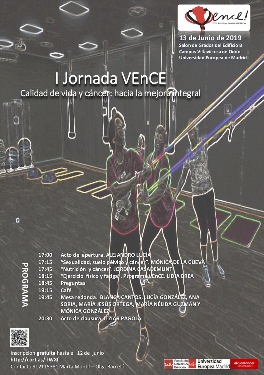 RespSocialUE's tweet photo. El próximo 13 de junio, a través de la Fundación @UEuropea, os esperamos en la I Jornada VEnCE, bajo el título "Calidad de Vida y cáncer: hacia la mejora integral".
Inscripciones en https://t.co/tyyi1curCg
#FUE #ProgramaVEnCE https://t.co/7aZPc4RTpa