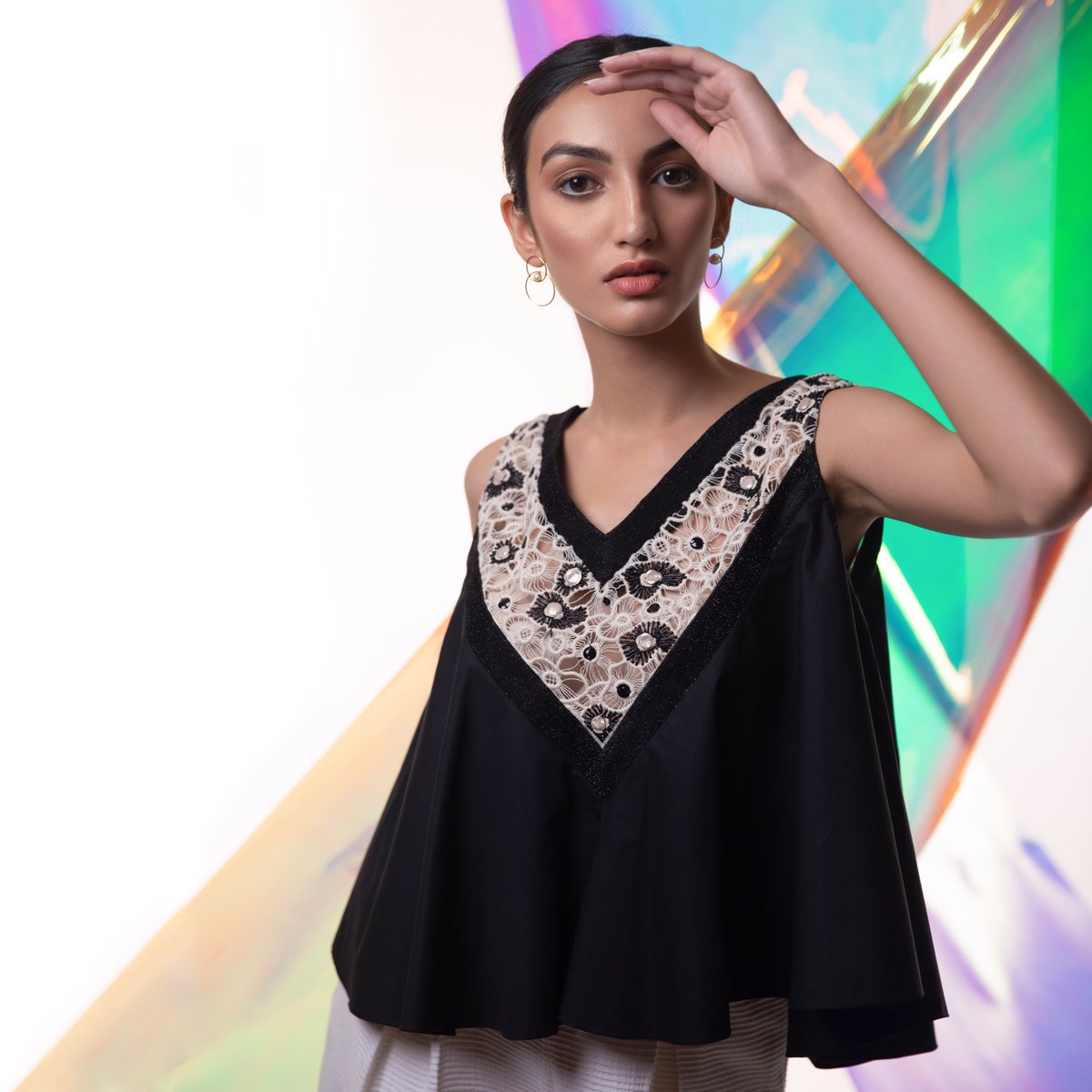 iamitaggarwal's tweet photo. Our boxy top  made with organic fabric and hand embroidered lace details.
#Plasticity SS’19 https://t.co/BJxAkrHJFi by Amit Aggarwal 
Shot by @ankitchawlaphotography
Jewellery @thelinehq
#AmitAggarwal #AmitAggarwalCollection #ReadyToWear #Modern #Organic #SustainableCouture https://t.co/ifbX2brr3i