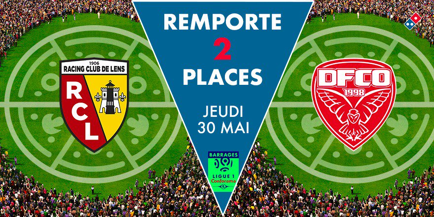 DominosFrance's tweet photo. ⚽️ #Concours #Football 🍕 
Tu souhaites assister au barrage aller de @Ligue1Conforama entre @RCLens et @DFCO_Officiel ? C'est simple :

1️⃣ Follow @dominos_pizzafr et @ConforamaFC
2️⃣  #RT le post 
3️⃣  Mentionne la personne qui t'accompagnera ! 

Tirage au sort mercredi ! https://t.co/ZHApKldmpI