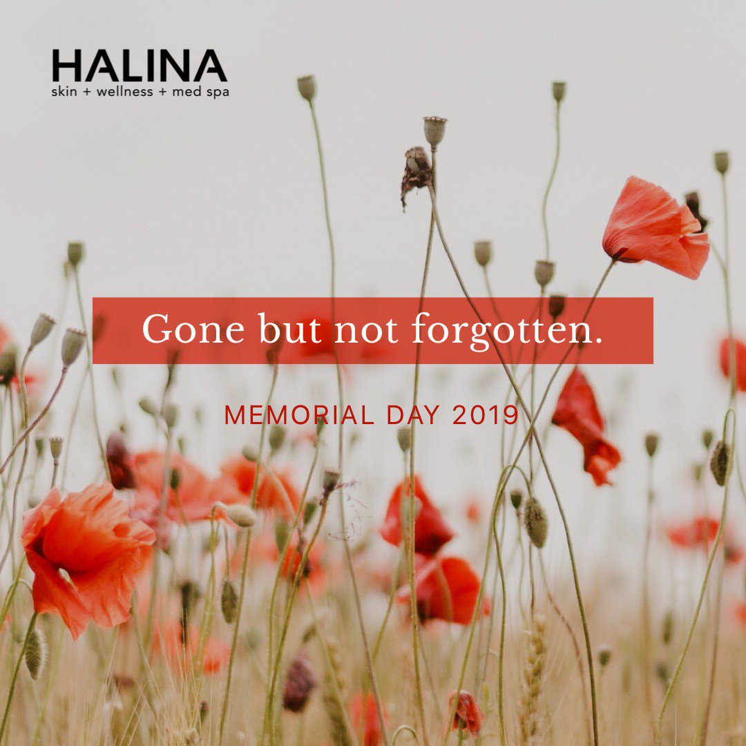 HalinaDaySpa's tweet photo. This #MemorialDay, we honor and remember the men &amp; women who have given their lives in service to our country. Thank you to all who have served and who continue to do so. https://t.co/1hyTyNOYeQ