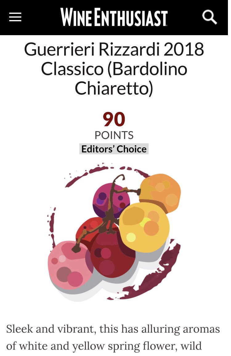 RizzardiEstates's tweet image. #outstanding #editorschoice #90points another #super #results for #guerrieririzzardi #bardolino #chiaretto #classico #2018 #vintage #overthemoon #bigscore for #rosé #rosato #wineenthusiast #usa