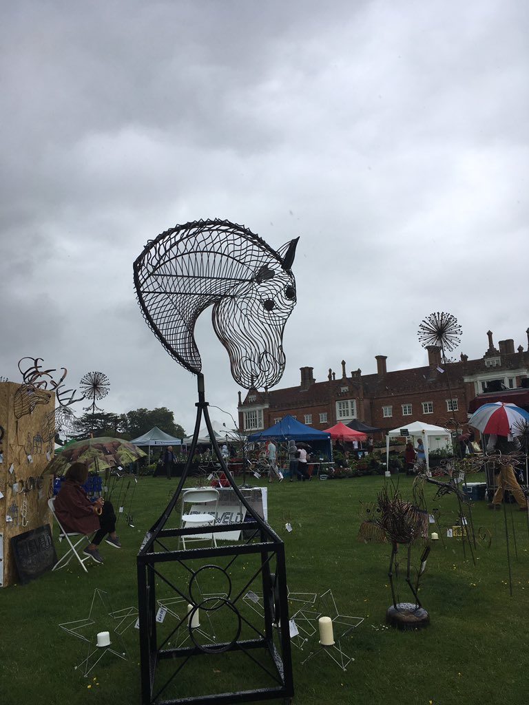 Amykawhite's tweet photo. Some fantastic @blueweld_art sculptures @HelminghamHall #Springplantfair yesterday love the owl 🦉 https://t.co/rjTE8xtzUt