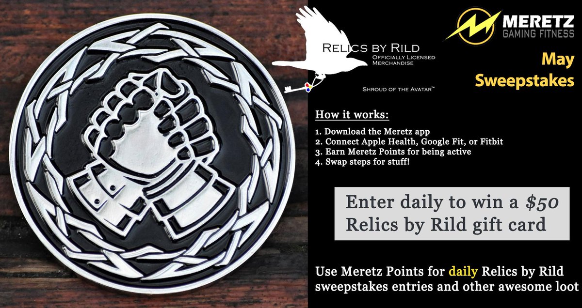 It's not too late to enter the @relicsbyrild sweepstakes.

If you need the Meretz app, go here now: bit.ly/2Y7vG9a

<a href="/ShroudofAvatar/">Shroud of the Avatar</a>