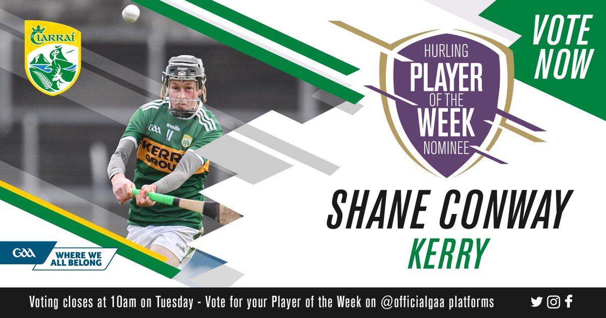 officialgaa's tweet photo. Shane Conway was in electric form as @Kerry_Official recorded a fine Joe McDonagh Cup win over Westmeath. Will he be your https://t.co/gvXdqgOuf0 Hurler of the week? Vote now on Instagram. https://t.co/WZy0eeVuPY