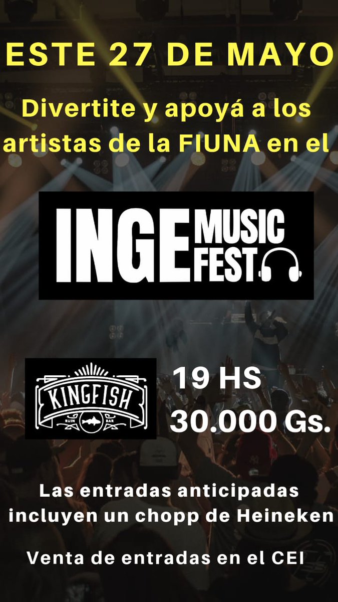 actis_cei's tweet photo. SORTEO👀 🍺🎤🎶🎸🎷 con un rt, ya estas participando de 2 pares de entradas para el INGE MUSIC FEST https://t.co/85ZSe8iRGk