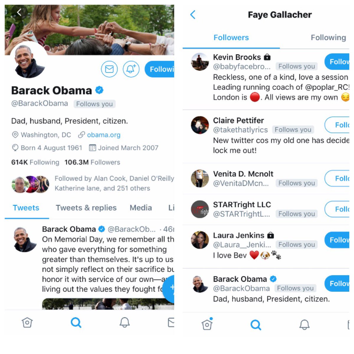 Always blows my mind when I remember <a href="/BarackObama/">Barack Obama</a> follows me!? I can only assume his finger accidentally slipped and followed me by mistake one day. I followed back Obvs 😂 #JustYourGirlNextdoor #BarakObama
