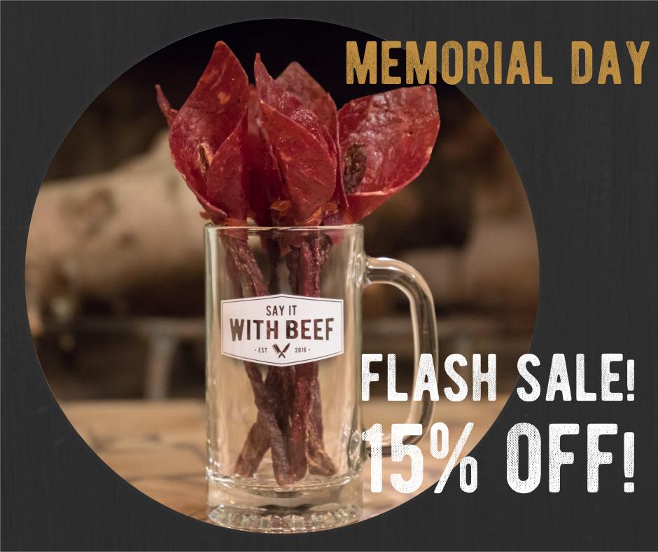 SayItWithBeef's tweet photo. In #remembrance of those who gave their all for our #freedoms, we're remembering that without them, we might not have a business. That's why we're offering a 15% #discount for #MemorialDay! Don't forget that we provide #FREESHIPPING to APO/FPO #military addresses year-round, too! https://t.co/4JIqiIn2u0