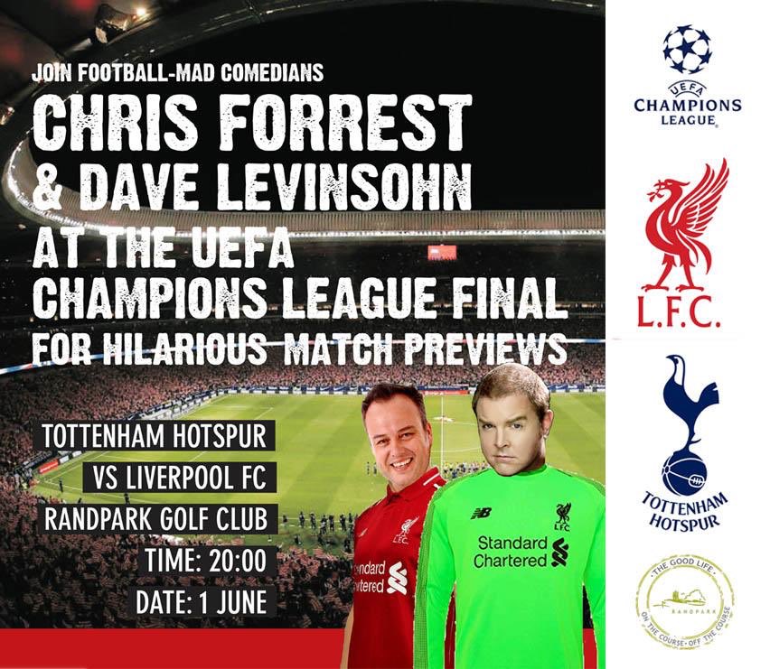 We’ll be giving comedy analysis pre-match &amp; at HT. join me &amp; the Hilarious @davelevinsohn at @randparkgolfclub to watch #Liverpool destroy spurs at the #UCL final #YNWA  RT &amp; tag every #LFC fan you know!