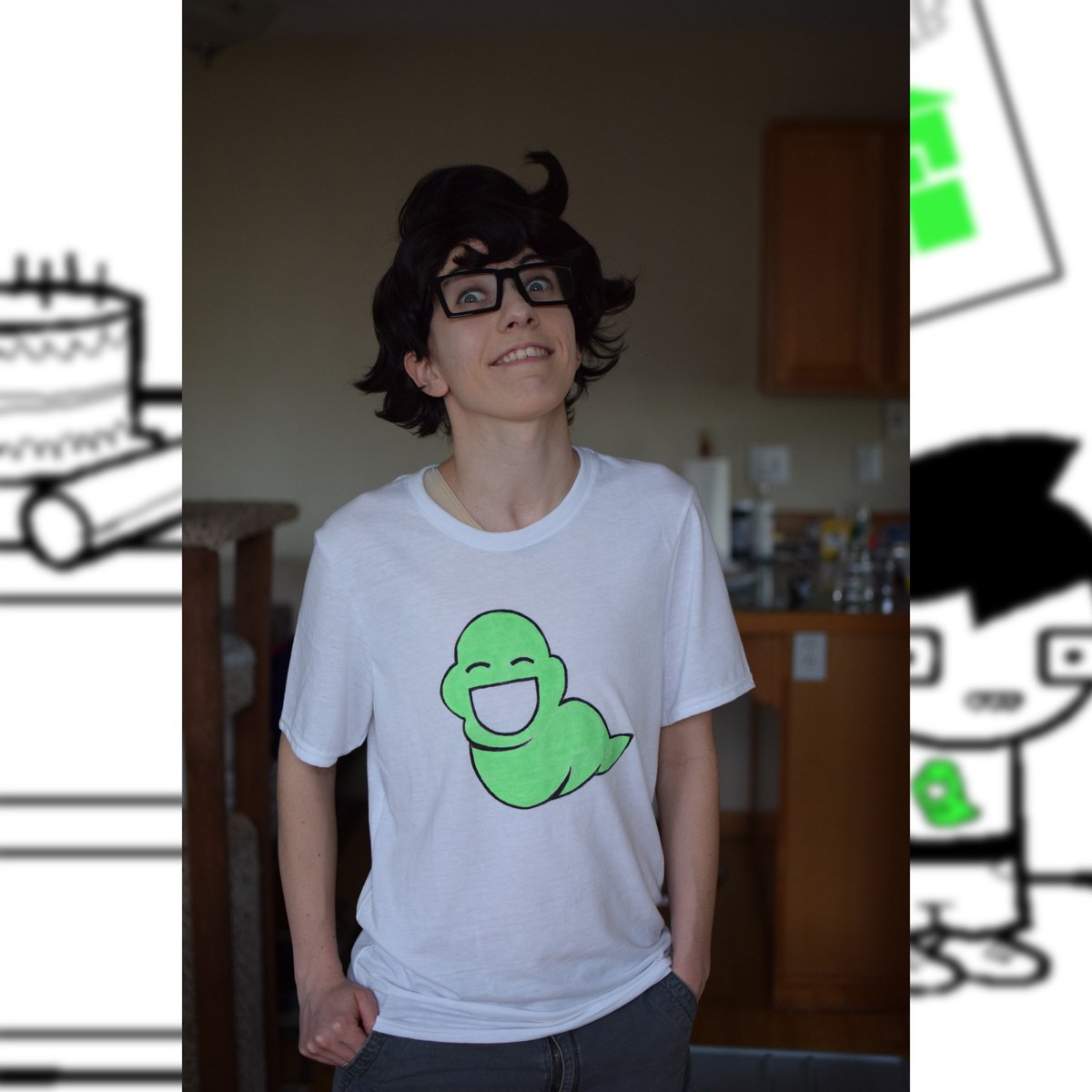 feysplendent's tweet photo. Did a beta test for #JohnEgbert for some possible #homestuck video content we wanna try out. Styling the wig and hand painting the symbol didn't take as long as I thought it would for #John (Only 1 evening of work.)
:D 
Getting faster! 
#betakids #starteroutfit https://t.co/0q6lvhUavG