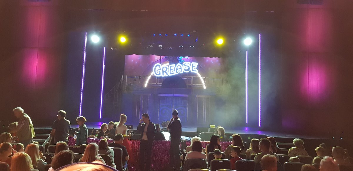 knutsfordmayor's tweet photo. Thank you to @KMTC1 for inviting me and my Consort(s) to their performance of Grease at @BrioNorthwich, fabulous to meet the cast afterwards too.
If only we had a @BrioNorthwich in #Knutsford 
Look out for Ghost the Musical in October and Shrek the Musical in May 2020 https://t.co/0m4CgWsvGU