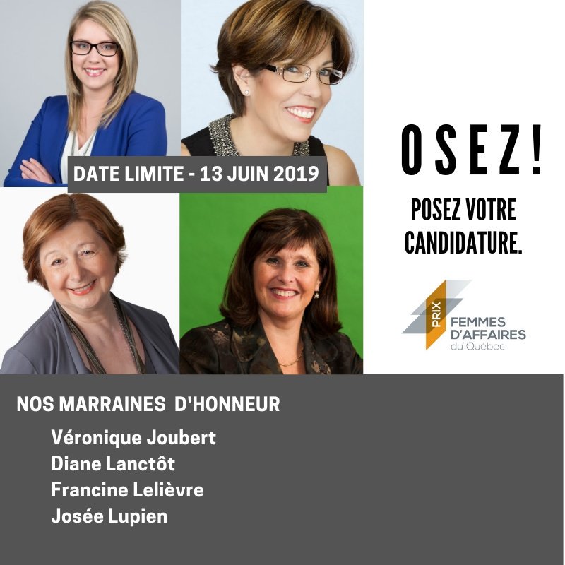 RuthRVachon's tweet photo. Résolution de la semaine:
Poser sa candidature au concours Prix Femmes d'affaires du Québec ou solliciter des femmes d'exception à le faire, en partageant nos publications.
Peu importe la façon, le leadership féminin y gagne! @PFAQ #PFAQ2019
https://t.co/xZxnruX9fo https://t.co/LMBbXilmZ4