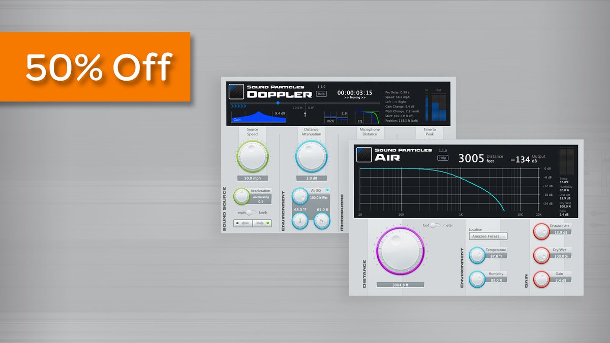 Avid's tweet photo. Enjoy 50% off @soundparticles Doppler+Air and generate natural sounding emulation for any type of sound design work
⠀
▶️ https://t.co/sTvJmg8tjS
⠀
#plugin #soundemulation #specialoffer #dopplerair #protools #sounddesign #audiopost https://t.co/oTa56Y7Trb