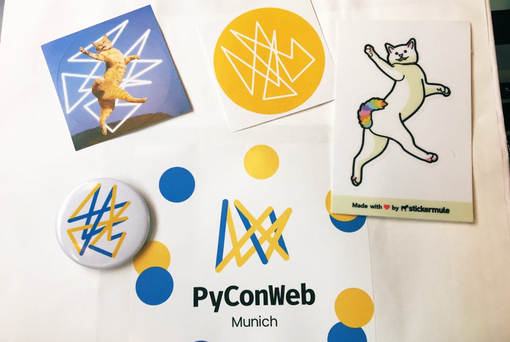 PyConWeb 2019 swag, featuring CharField himself. π