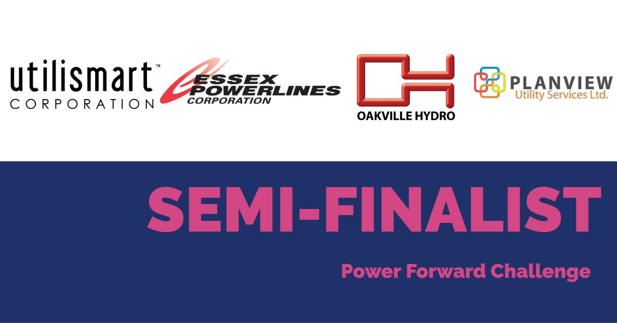 Utilismart's tweet image. We are excited to announce that our team has been selected as semi-finalists for the Natural Resources Canada #PowerForwardChallenge. For more information, visit ow.ly/Lpw750uqmzg @NRCan #ImpactCanada @essexpowerlines @Oakvillehydro @PlanviewGIS