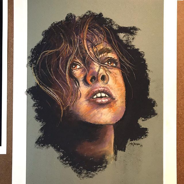 studiomccann's tweet photo. Did another fun 1 hour pastel study. 10 x 14. Added some hair in there. These are quite intensive to work on in such a short time but it gets you to quit thinking and just do. #pastel #study #portrait #art #artstudy #mountvision #stabilo #stabilocarbo… https://t.co/IKKkCoimt3 https://t.co/BmYpPabWha