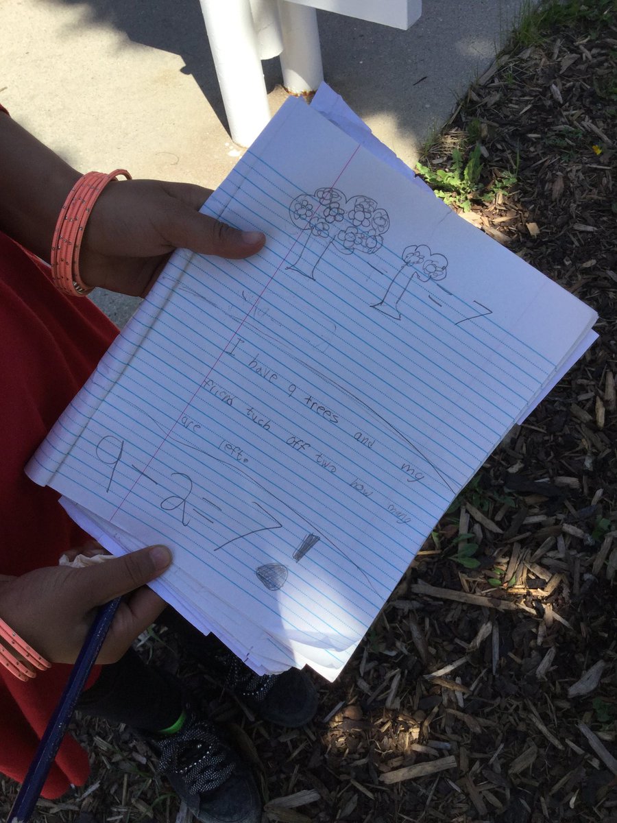 MsMoench's tweet photo. We are discovering that math is all around us! Ss created subtraction stories using natural materials. #CJMlearns #CJMrocks #CBEmath #mathplay https://t.co/BZWvM59wrJ