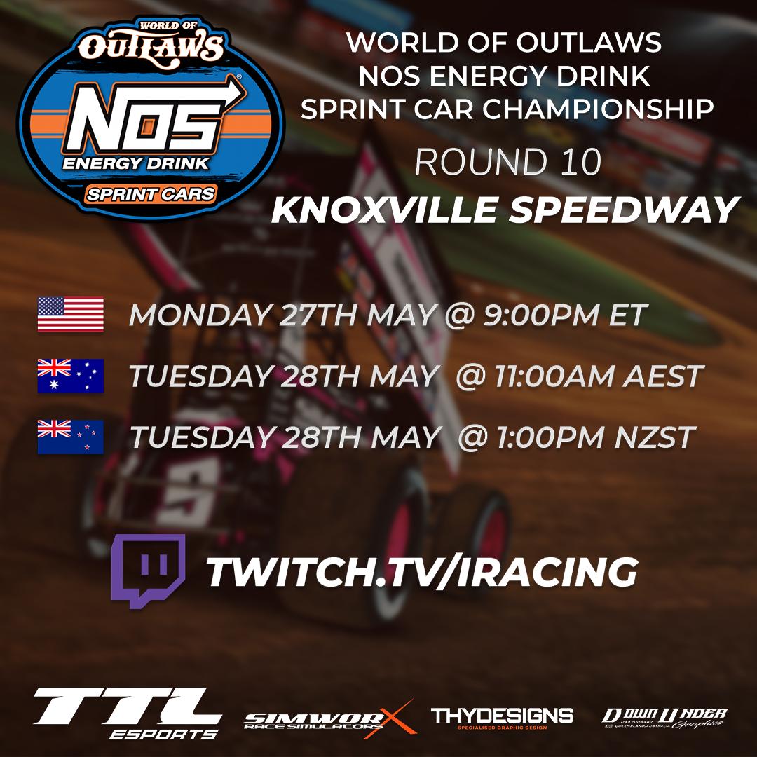 The final round of the  iRacing World of Outlaws Sprint Car World Championship starts in a couple of hours @ Knoxville!