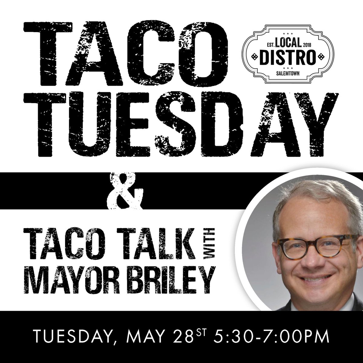 Join us tomorrow night for Taco Tuesday with special guest Mayor Briley! #nashvilletacotuesday #thelocaldistro