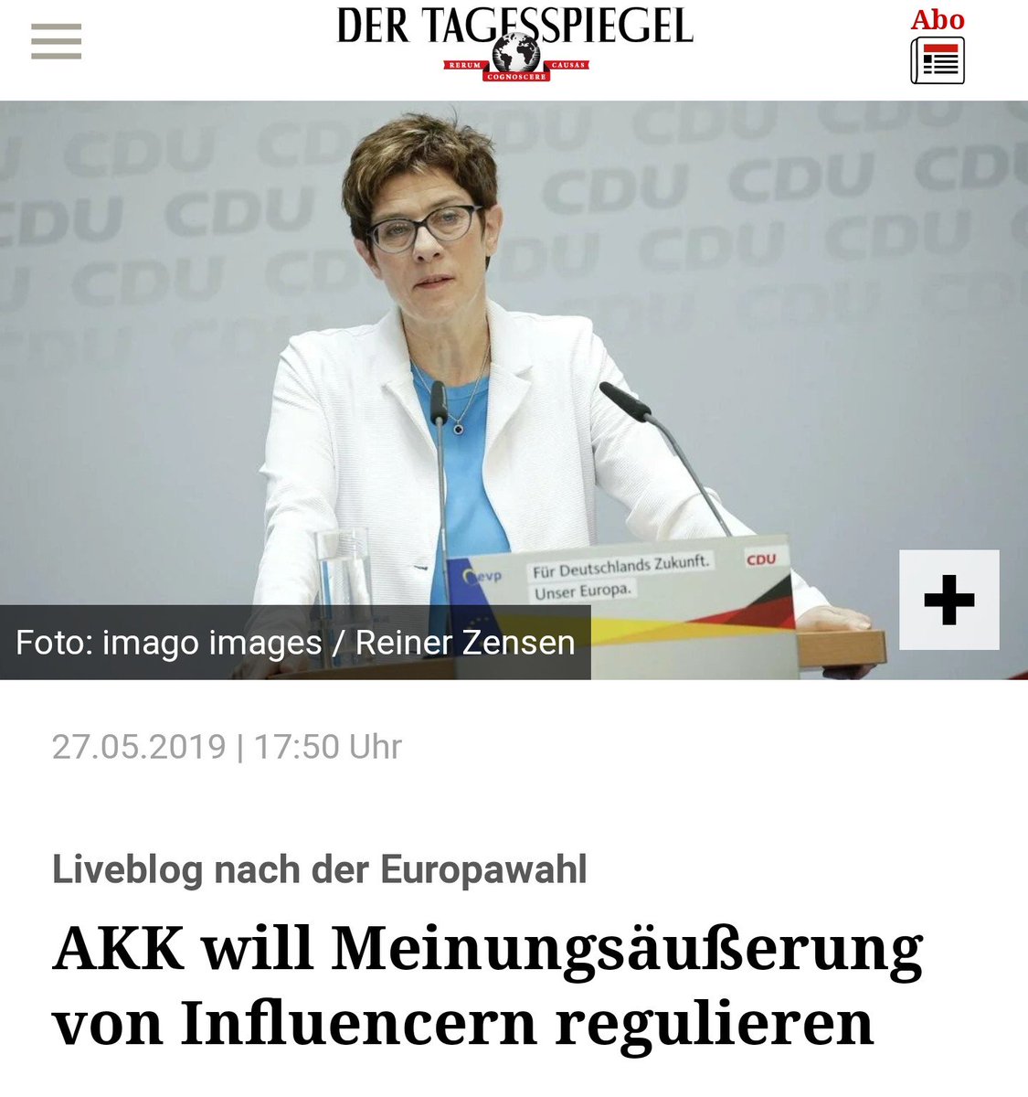 Sie haben scheinbar nichts verstanden, sie sind in ihrer Partei Blase und klammern sich ans Amt anstatt sich den Problemen zu stellen. Möchten wir jetzt Verhältnisse wie in China oder was. DDR 2.0 aber nur die schlechten Dinge. Akzeptiert andere Meinungen!!! <a href="/akk/">A. Kramp-Karrenbauer</a> @cdu #zensur