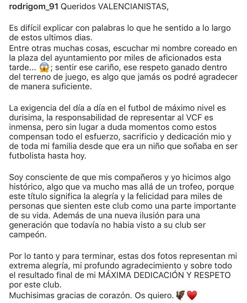 Football Fans Stuff Rodrigo Moreno Say Goodbye To Valencia On Instagram I M Sorry I Can T Translate This You Can Check On Rodrigo Moreno Instagram T Co Mvlj6ea6ho