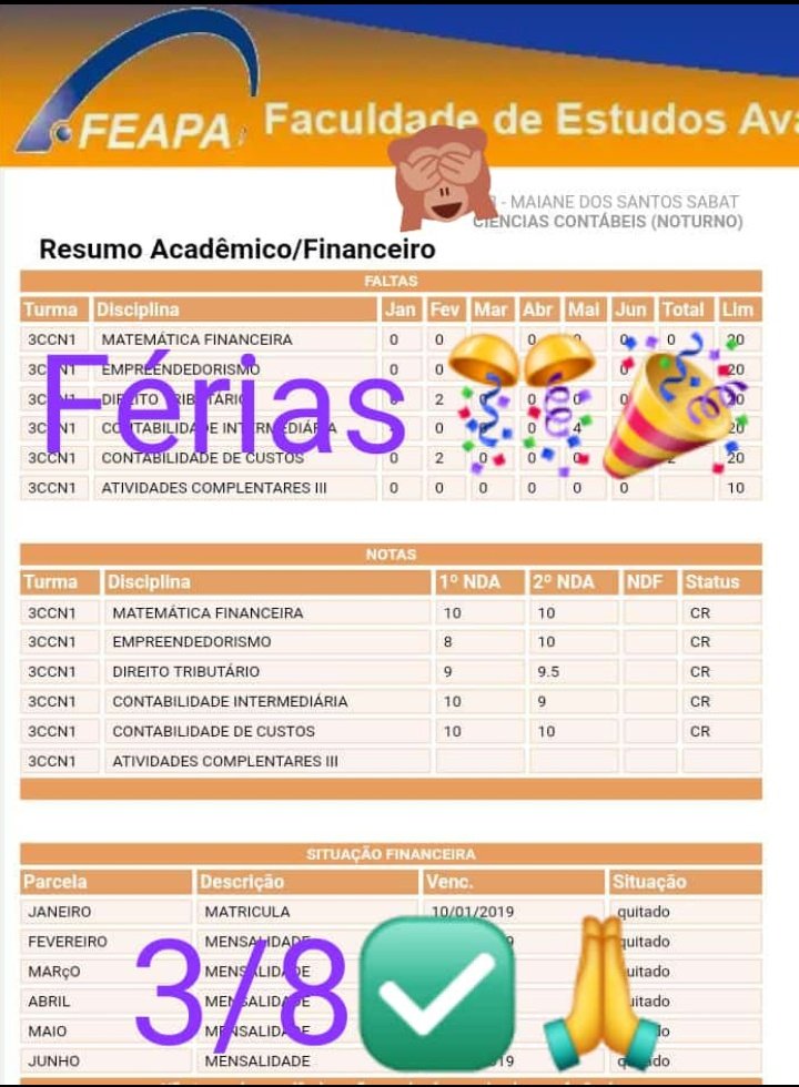 May_Sabat's tweet photo. Terceiro semestre concluído com sucesso. ❣️
#ferias
#CiênciasContábeis
#Feapa https://t.co/jV5kfZTEzB