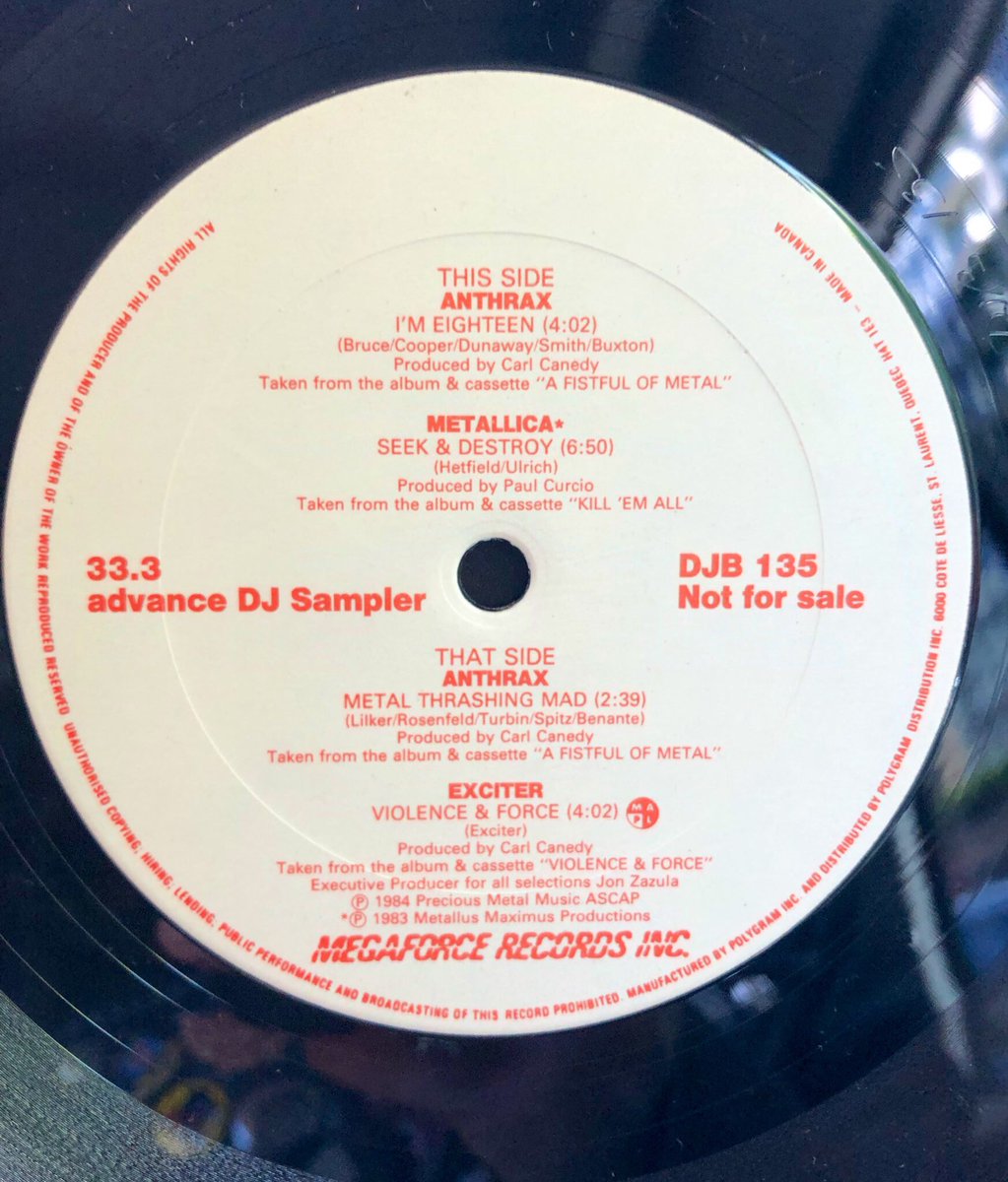 ExciterBand's tweet photo. this vinyl rarity appeared at the show last night... #BanzaiRecords #Megaforce @Anthrax @Metallica @Scott_Ian @skisum @deathriders @KirkHammett @larsulrich https://t.co/zNt0tAJKA7