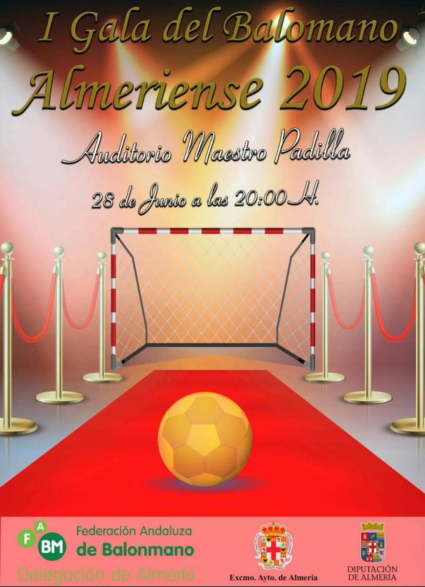 FABM_ALMERIA's tweet photo. ¡¡¡NOTICIA!!!!
Por primera vez en nuestra Delegación se celebrará la I Gala del Balonmano Almeriense que tendrá lugar en el Auditorio Maestro Padilla el 28 de Junio a las 20:00h. Toda la familia del balonmano esta invitada!!! 😍😍😍😍 https://t.co/LctYIqIqGN