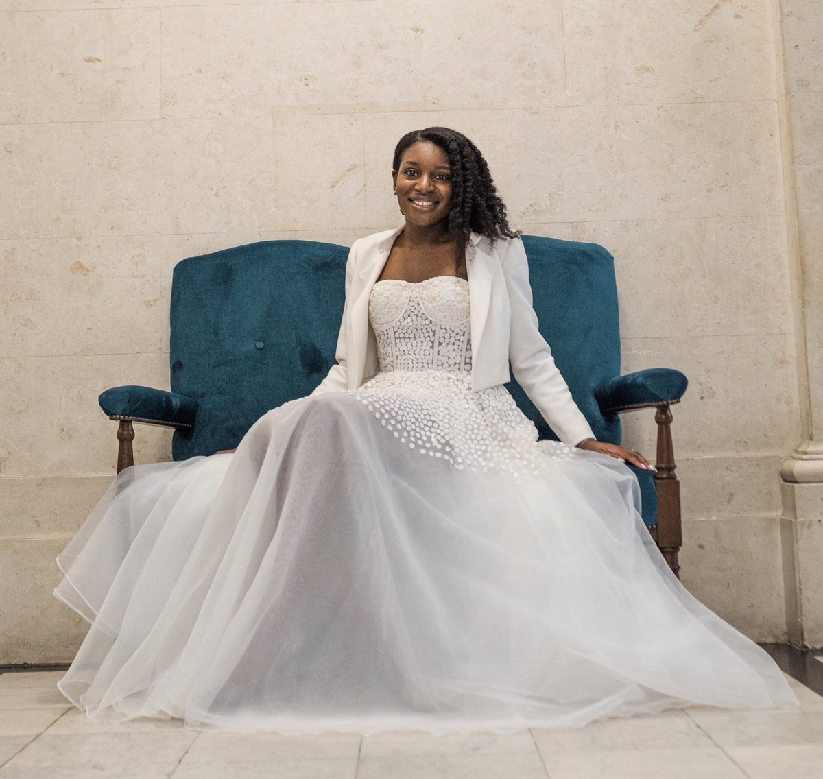 RitaColson's tweet photo. Mrs Khan sitting pretty✨ | in the perfect registry dress. Our ‘Leia’ gown teamed with our ‘Audrey’ Jacket ✨👌🏾
. #rcolsonbride #realbride 
. 📷 - @mista_skee 🙏🏾
. Outfit - @ritacolson .
. .
. For more info : https://t.co/pFcNJaUt5S
. Happy loOng weekend everyone 👋🏾😘 Rx https://t.co/XPw8ly04C4