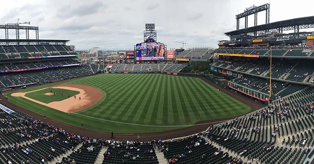 Time for some fun! Game day the view from our seats for the Rockies vs Arizona. #mchockeytours #coloradorockies