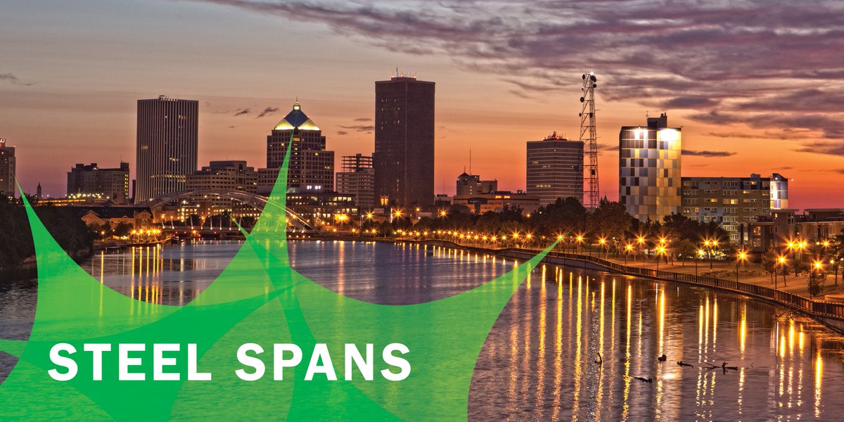 BuildUsingSteel's tweet image. #Rochester, NY's Frederick Douglass-Susan B. Anthony Memorial Bridge is a triple steel-arch bridge spanning the Genessee River at an impressive 1,194 feet long and 130.6 feet wide. The #SteelSpan was constructed using more than 5,305 ft of steel cable.