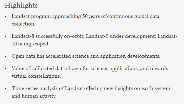 mikewulder's tweet photo. Wondering what's up with the #Landsat program? ๐ค
Check out: "Current status of Landsat program, science, & applications"
#openaccess #opendata #Landsat9 #Landsat10 #landcover #timeseries #ARD
Plus, virtual constellation thoughts with #Sentinel2. #VirtCons
https://t.co/zPwZC2y0ad https://t.co/URh11kaNpr