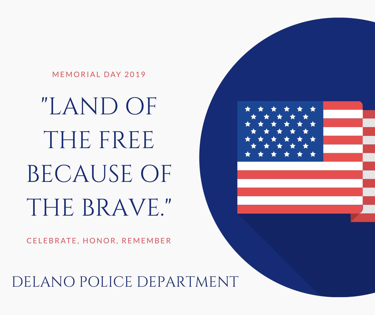 DelanoPDHQ's tweet photo. #DelanoPD honors the selfless men and women who paid the ultimate sacrifice while defending this great nation. 
...
#DelanoPD #ThankYou #IntegrityServiceTrust #MemorialDay https://t.co/dXtLsSt7bz