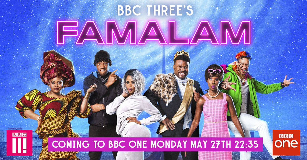 Monday night blues...? Forget it! The brilliant #Famalam is coming to @BBCOne TONIGHT at 10.35pm! Don't miss @akemnji #JohnMacmillan and #GbemisolaIkumelo doing their thing!