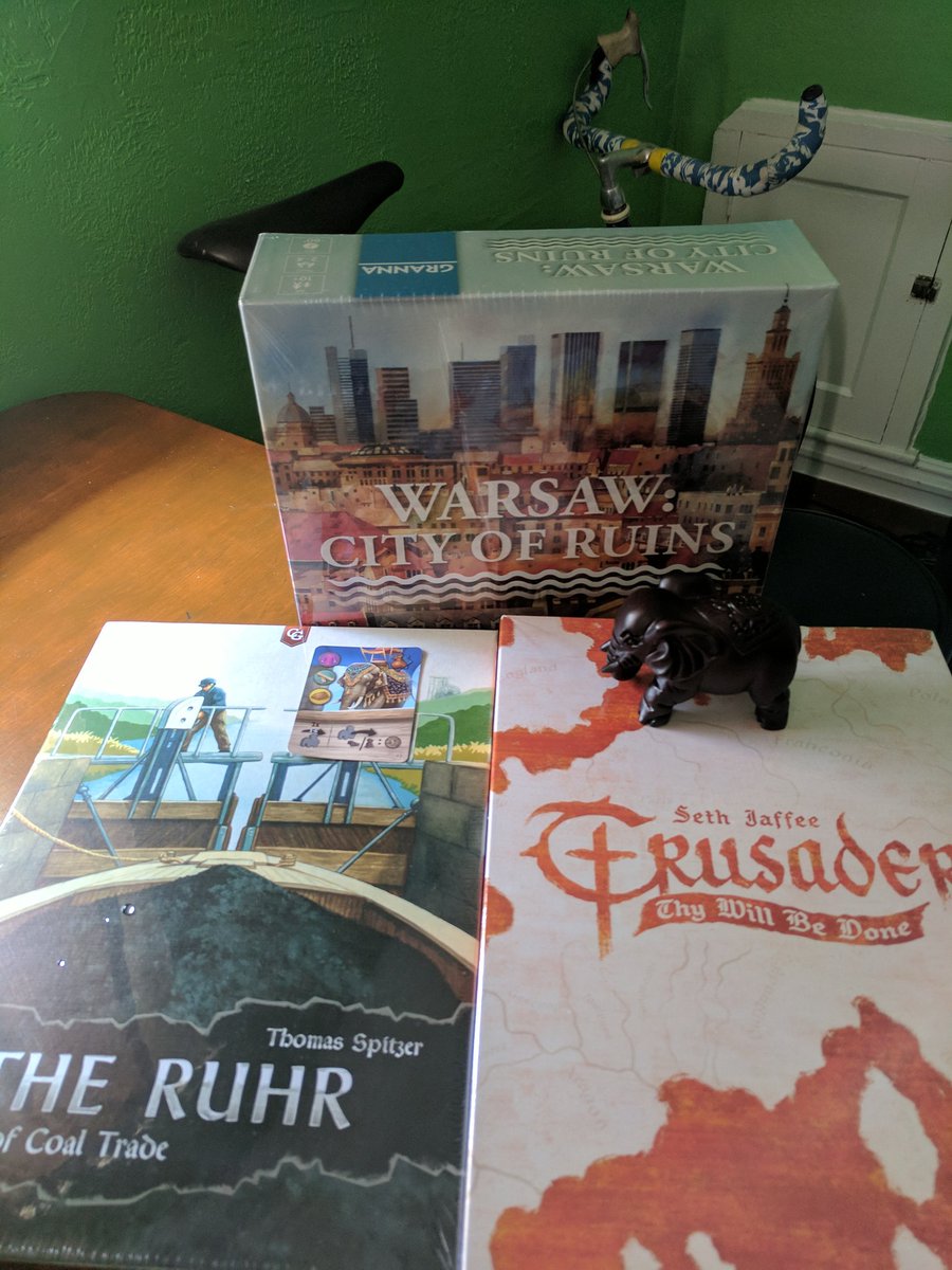 pgh_gamer's tweet photo. Back in the Burgh. Successfully smuggled this swag home, unscathed. Thanks again @Capstone_Games @TastyMinstrel @NorthStarGames @heyvince @HeavyCardboard @Boardgame_girl1! I miss everyone already. #HeavyConV https://t.co/chuF6ks07H