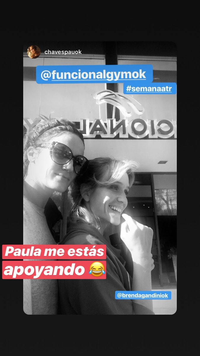 GabyPyP's tweet photo. #InstagramStories @paulitachaves
#FuncionalGym @funcionalgym
Me mata el ... "Paula me estás apoyando 😂" de @brendagandiniok ...🤦🏼♀️😂😂 https://t.co/MQXPEGS3Xz