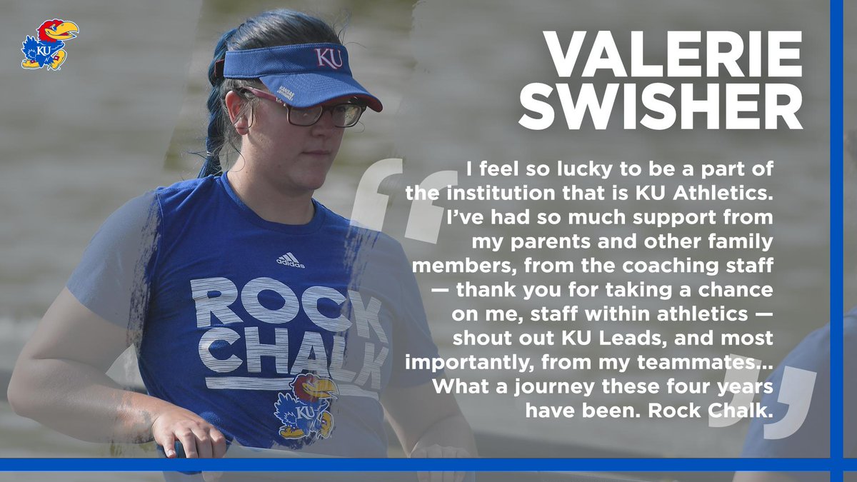 KUAthletics's tweet photo. She came to @KU_Rowing not knowing what to expect. Fast forward four years later and she's leaving with an experience she'll never forget.

#SeniorSalutation // @valerietrousers https://t.co/OMujqYgPTk