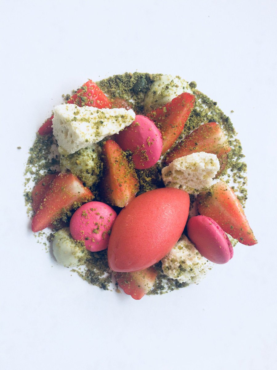 English strawberry, pistachio and white chocolate 🍓 new dessert in The Back Garden  <a href="/DormyHouse/">Dormy House Hotel</a>