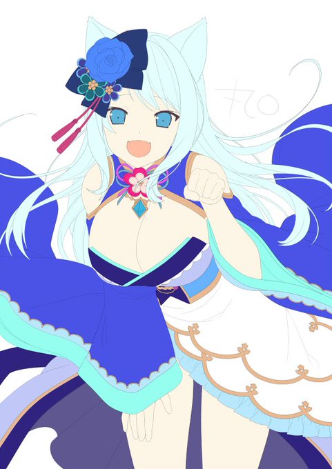 線画っ('ω')構図こんな感じにしましたん 