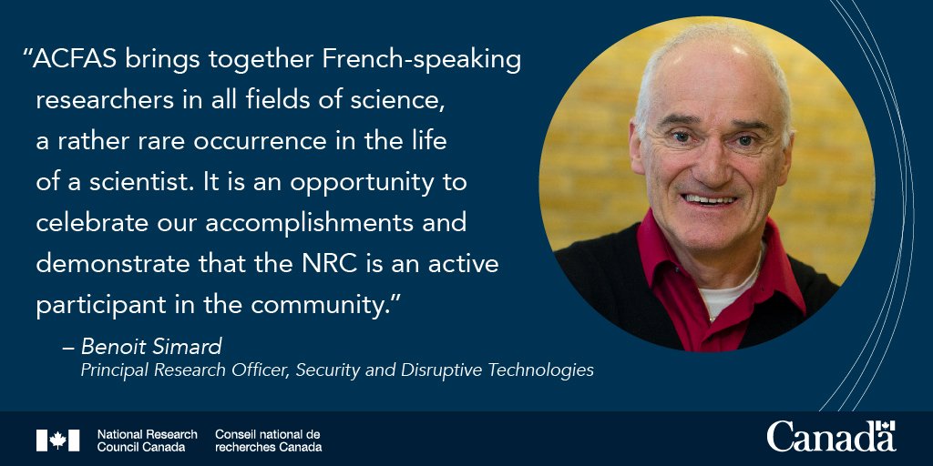 NRC_CNRC's tweet photo. Our very own Benoit Simard spoke at #AcfasC204 today! Here’s why the congress is important to him! #AcfasNRC https://t.co/rEjWIk0tpz