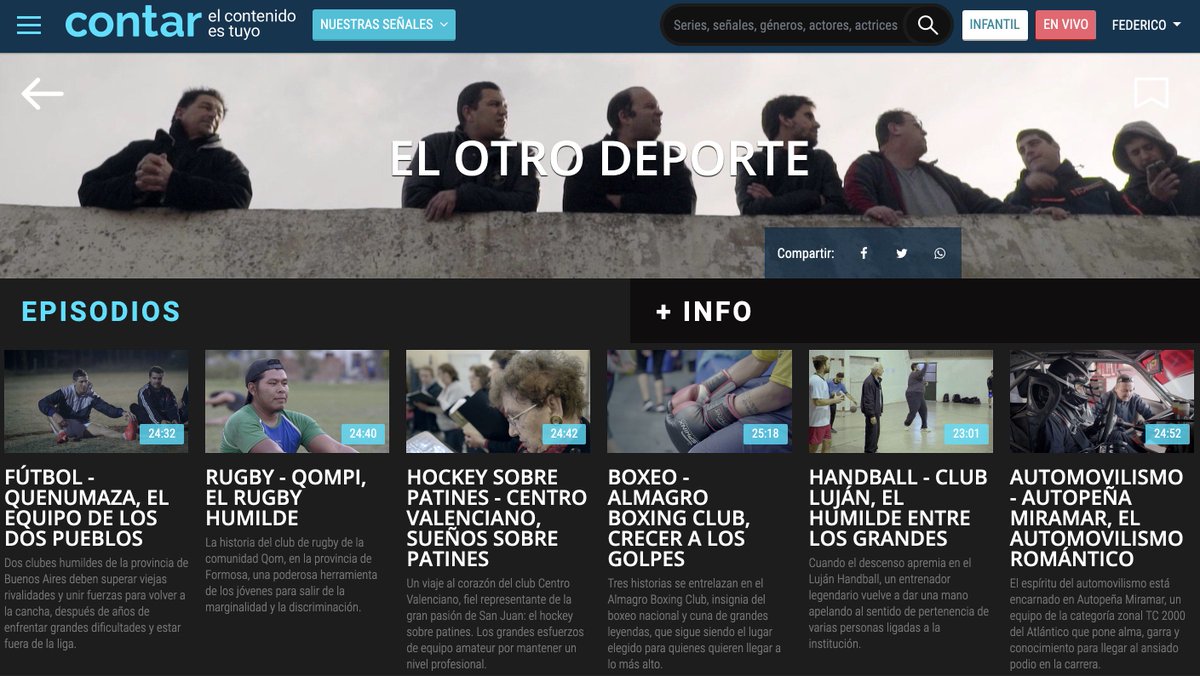 OtroDeporte's tweet photo. Para todos los que nos siguen preguntando sobre la serie, pueden ver "El otro deporte" en HD haciéndose una cuenta gratis en el portal de contenidos @SomosContar. Director: @fedeperetti. Productora: @CasaKiev. ⚽🏀🏉🏓🏒🥊🤾‍🏎 https://t.co/k88XBIjNFi