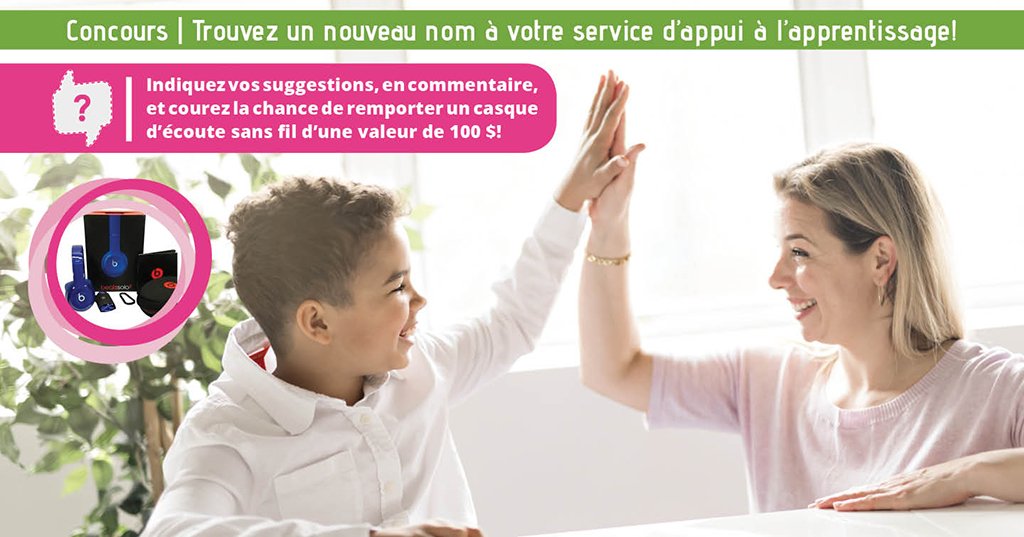 #CONCOURS | En 2019-2020, SOS Devoirs deviendra un service virtuel d’appui à l’apprentissage. Aidez-nous à trouver un nouveau nom au projet. Indiquez vos suggestions, en commentaire, et courez la chance de remporter un casque d’écoute! Date limite de participation : 3 juin 2019.